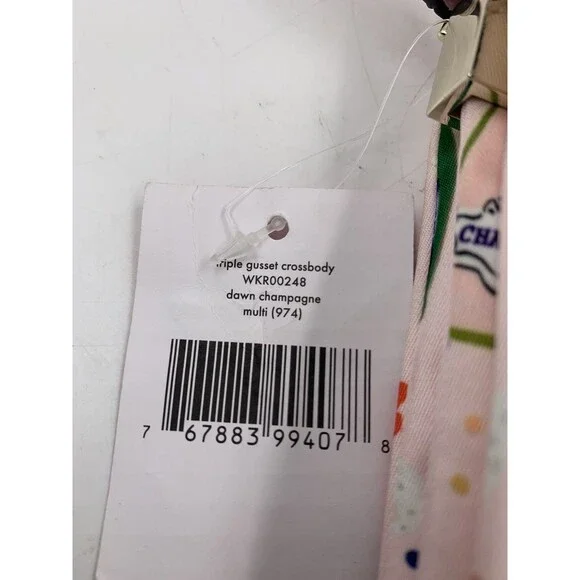 Kate Spade Triple Gusset Crossbody DOWN CHAMPAGNE NWT Blemished - Picture 3 of 13